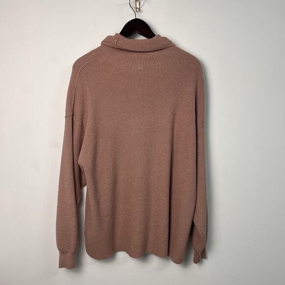 Free People Ribbed Knit Sweater Oversized Turtleneck Cream Women’s Medium - Picture 2 of 7